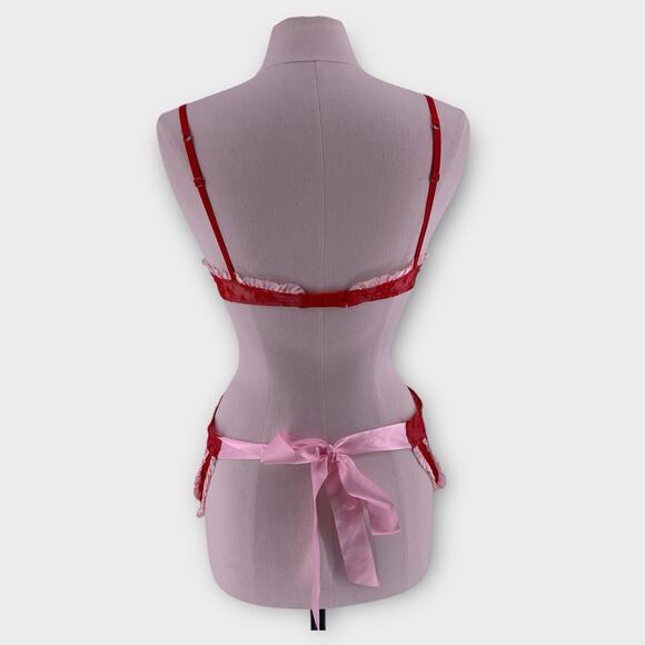 Victoria's Secret 36C Red Lace French Maid Valentines Coquette - Picture 4 of 12